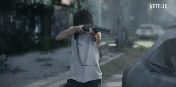 Kento Yamazaki facts - Kento Yamazaki firing a gun as Ryohei Arisu in Alice in Borderland Season 2
